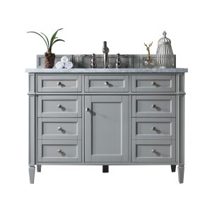 Brittany 48 inch Bathroom Vanity in Urban Gray With Carrara Marble Top