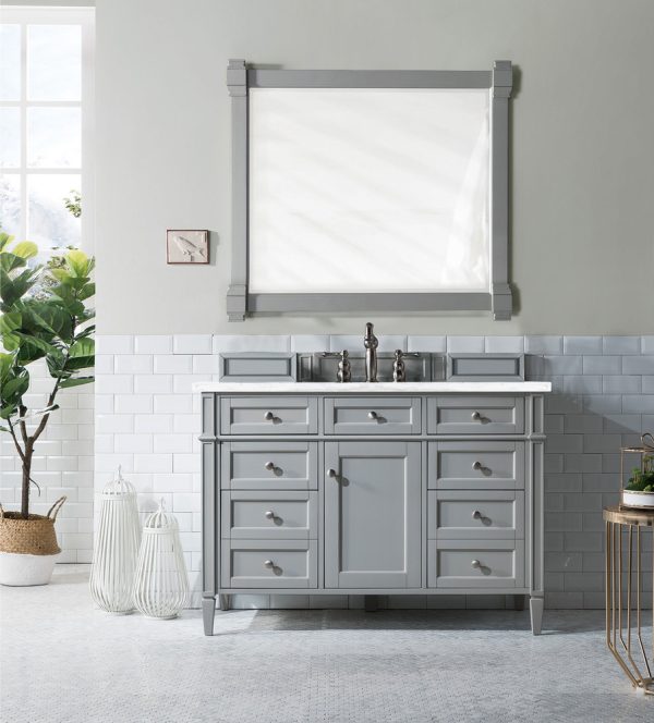 Brittany 48 inch Bathroom Vanity in Urban Gray With Arctic Fall Quartz Top