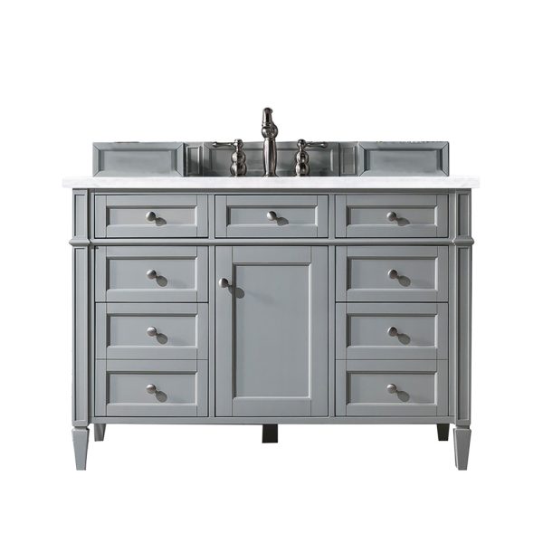 Brittany 48 inch Bathroom Vanity in Urban Gray With Arctic Fall Quartz Top