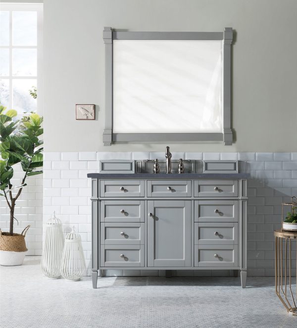 Brittany 48 inch Bathroom Vanity in Urban Gray With Charcoal Soapstone Quartz Top