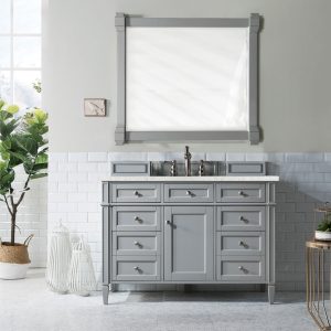 Brittany 48 inch Bathroom Vanity in Urban Gray With Eternal Jasmine Pearl Quartz Top