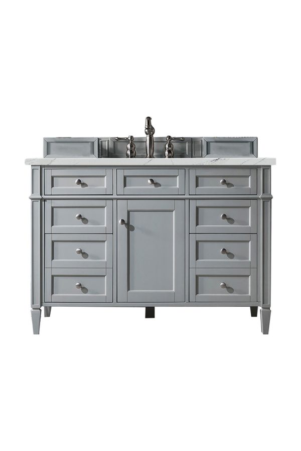Brittany 48 inch Bathroom Vanity in Urban Gray With Ethereal Noctis Quartz Top