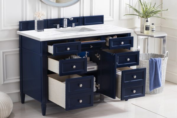 Brittany 48 inch Bathroom Vanity in Victory Blue With Arctic Fall Quartz Top