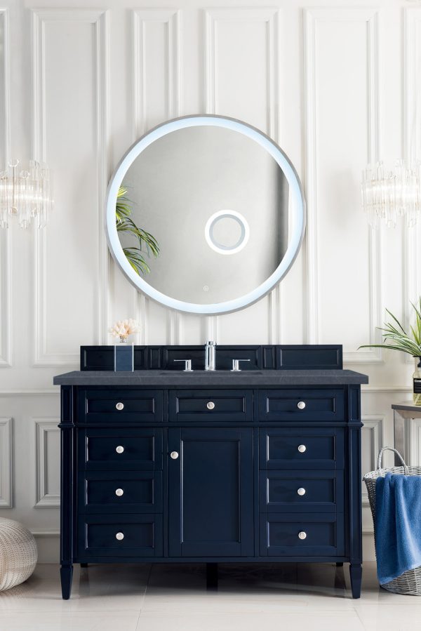 Brittany 48 inch Bathroom Vanity in Victory Blue With Charcoal Soapstone Quartz Top