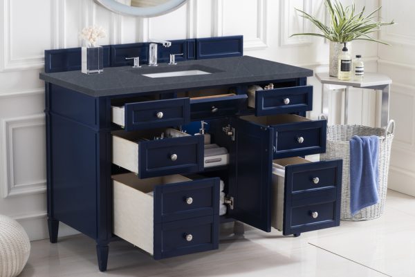 Brittany 48 inch Bathroom Vanity in Victory Blue With Charcoal Soapstone Quartz Top
