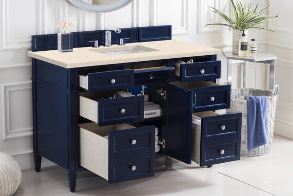 Brittany 48 inch Bathroom Vanity in Victory Blue With Eternal Marfil Quartz Top