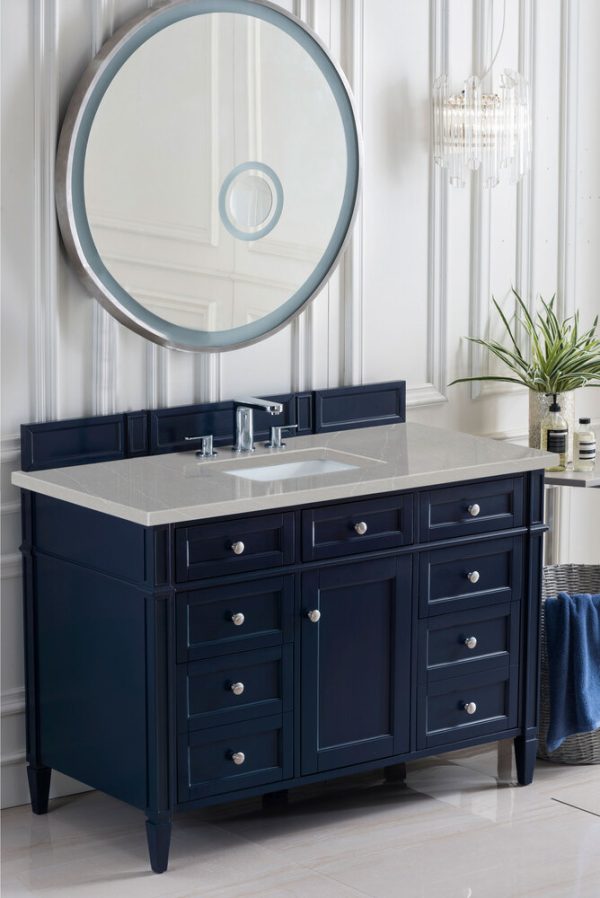 Brittany 48 inch Bathroom Vanity in Victory Blue With Eternal Serena Quartz Top