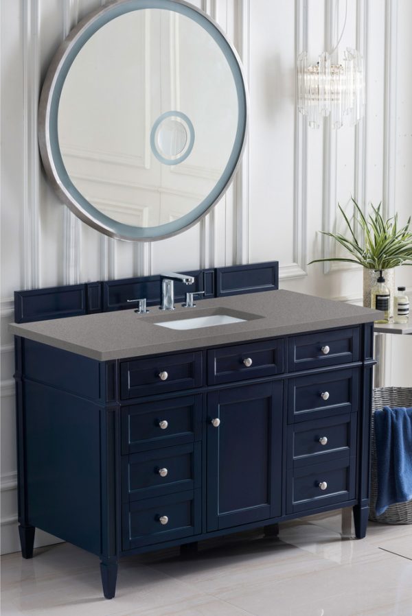 Brittany 48 inch Bathroom Vanity in Victory Blue With Grey Expo Quartz Top