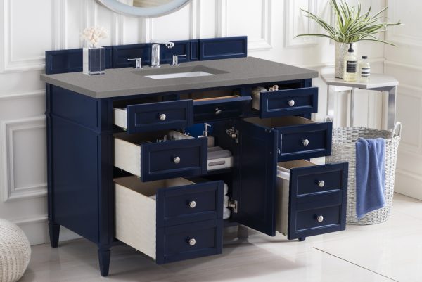 Brittany 48 inch Bathroom Vanity in Victory Blue With Grey Expo Quartz Top