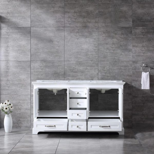 Dukes 60" White Bathroom Vanity With Carrara Marble Top