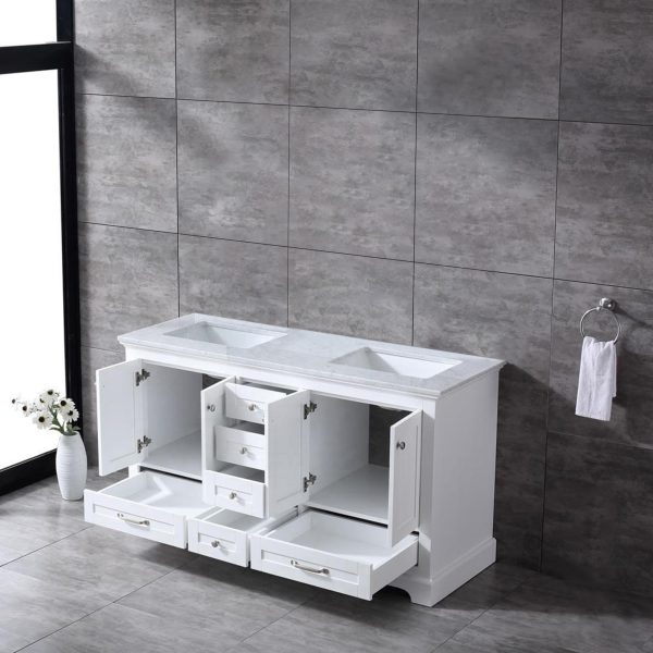 Dukes 60" White Bathroom Vanity With Carrara Marble Top
