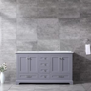 Dukes 60" Dark Grey Bathroom Vanity With Carrara Marble Top