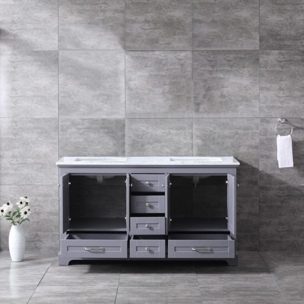 Dukes 60" Dark Grey Bathroom Vanity With Carrara Marble Top