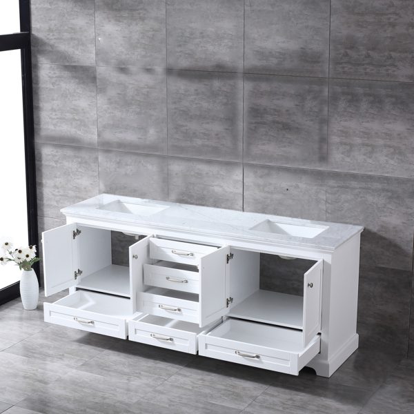 Dukes 80" White Bathroom Vanity With Carrara Marble Top