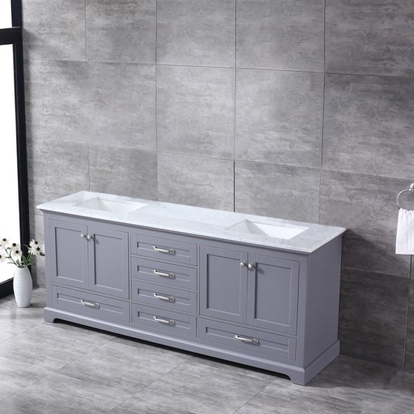 Dukes 80" Dark Grey Bathroom Vanity With Carrara Marble Top