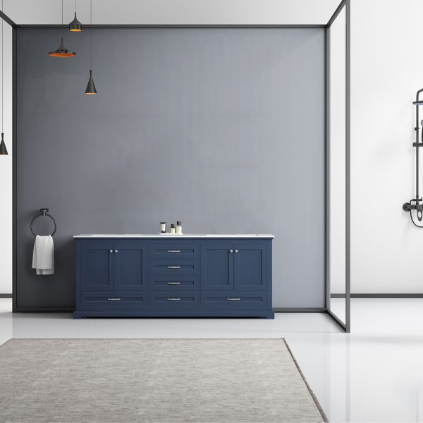 Dukes 80" Navy Blue Bathroom Vanity With Carrara Marble Top