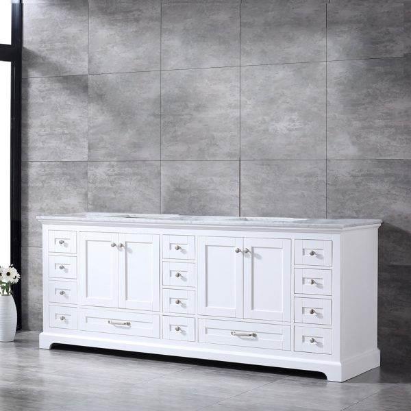 Dukes 84" White Bathroom Vanity With Carrara Marble Top