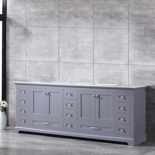 Dukes 84" Dark Grey Bathroom Vanity With Carrara Marble Top