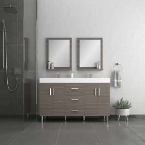Ripley 60" Double Bathroom Vanity In Gray