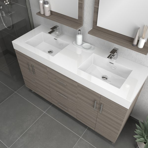 Ripley 60" Double Bathroom Vanity In Gray