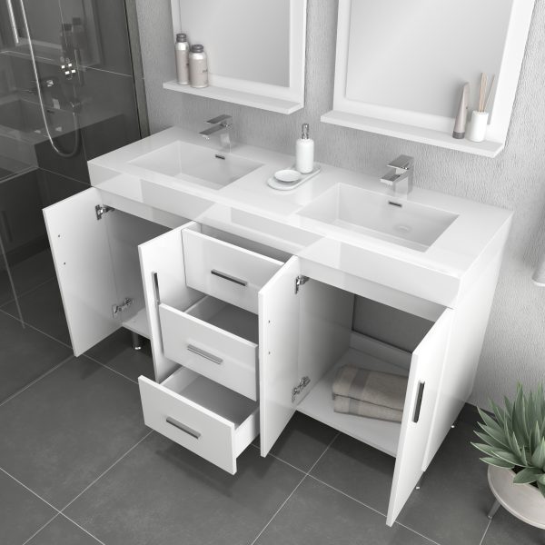 Ripley 60" Double Bathroom Vanity In White