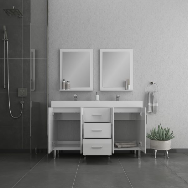 Ripley 60" Double Bathroom Vanity In White