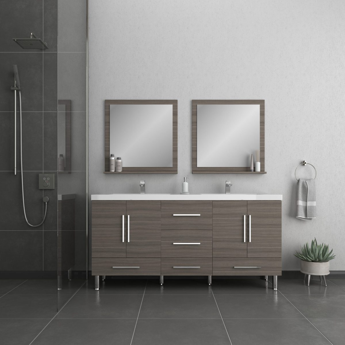 Ripley 72" Double Bathroom Vanity In Gray