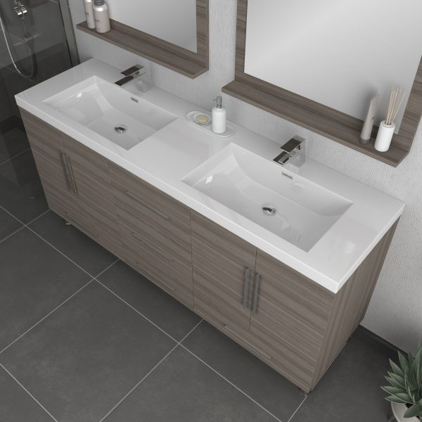 Ripley 72" Double Bathroom Vanity In Gray