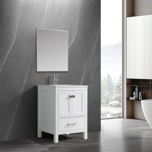 Vanea 24" Bathroom Vanity in White with White Quartz Top