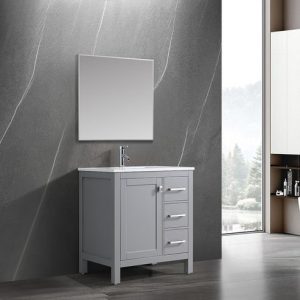 Vanea 30" Bathroom Vanity in Gray with White Quartz Top
