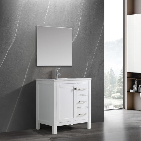 Vanea 30" Bathroom Vanity in White with White Quartz Top