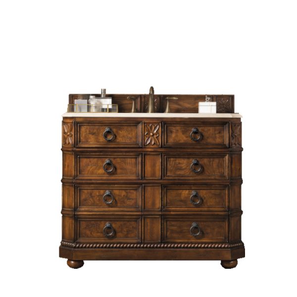 Regent 41" Single Vanity in English Burl with Galala Beige Marble Top