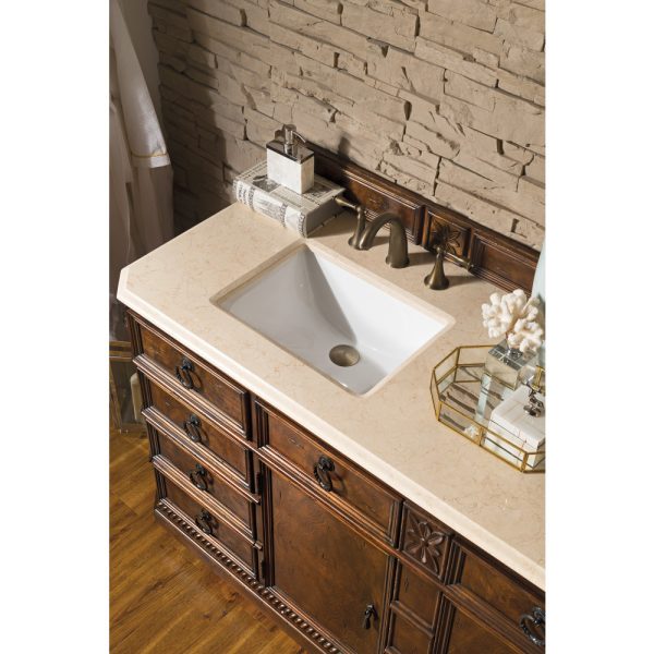 Regent 71" Double Vanity in English Burl with Galala Beige Marble Top
