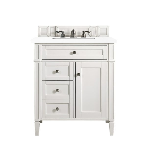 Brittany 30" Single Vanity with Bright White, with White Zeus Quartz Top