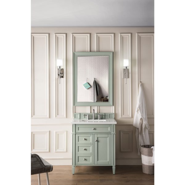 Brittany 30" Single Vanity with Sage Green, with White Zeus Quartz Top