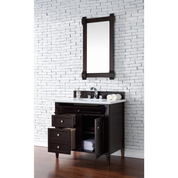 Brittany 36" Single Vanity with Burnished Mahogany with White Zeus Quartz Top