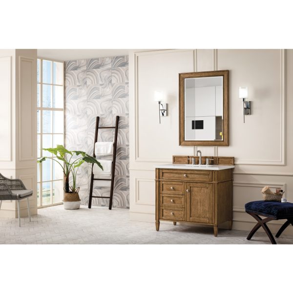 Brittany 36" Single Vanity with Saddle Brown with White Zeus Quartz Top
