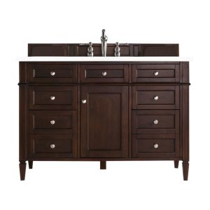 Brittany 48" Single Vanity with Burnished Mahogany with White Zeus Quartz Top