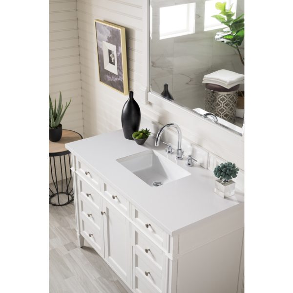 Brittany 48" Single Vanity with Bright White with White Zeus Quartz Top
