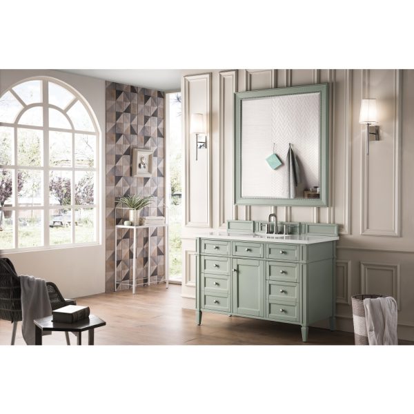 Brittany 48" Single Vanity with Sage Green with White Zeus Quartz Top