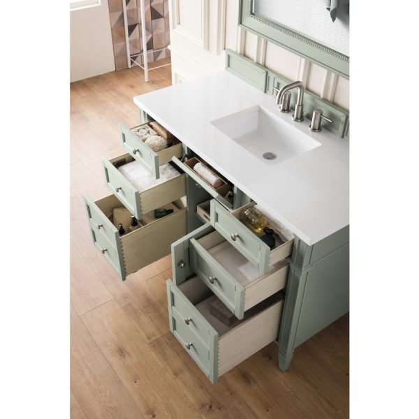 Brittany 48" Single Vanity with Sage Green with White Zeus Quartz Top