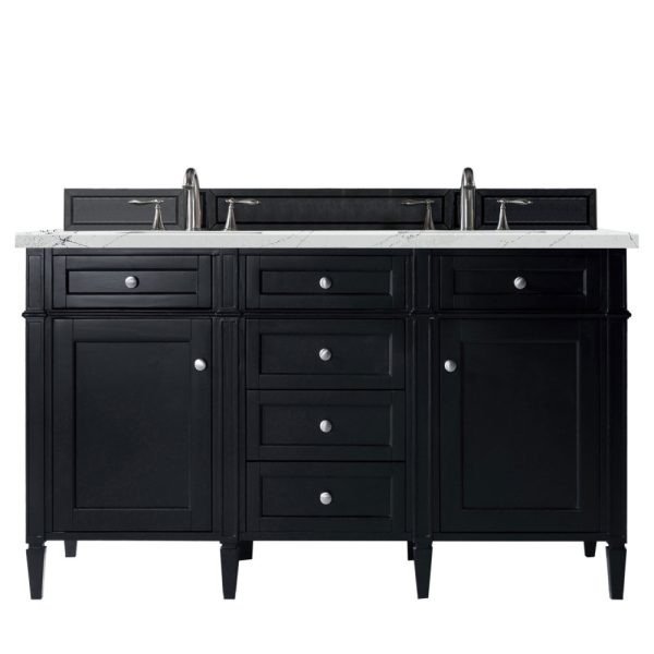 Brittany 60" Double Vanity in Black Onyx with Ethereal Noctis Quartz Top