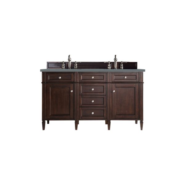 Brittany 60" Double Vanity in Burnished Mahogany with Cala Blue Quartz Top