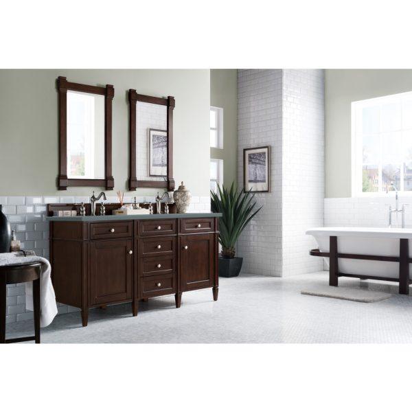 Brittany 60" Double Vanity in Burnished Mahogany with Cala Blue Quartz Top