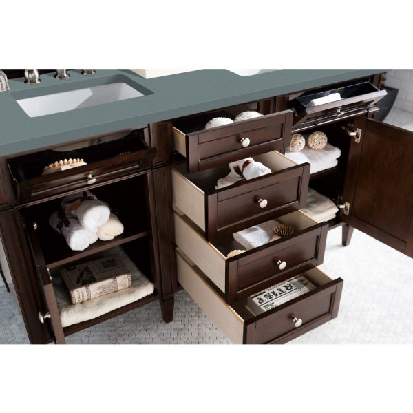 Brittany 60" Double Vanity in Burnished Mahogany with Cala Blue Quartz Top