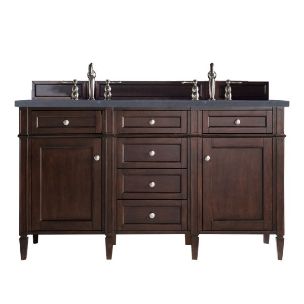Brittany 60" Double Vanity in Burnished Mahogany with Charcoal Soapstone Quartz Top