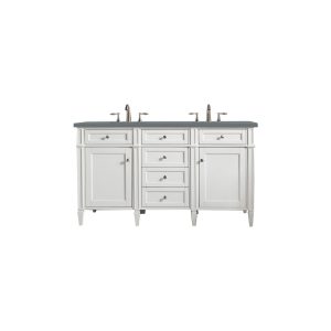 Brittany 60" Double Vanity in Bright White Vanity with Cala Blue Quartz Top
