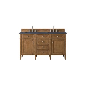 Brittany 60" Double Vanity in Saddle Brown with Charcoal Soapstone Quartz Top