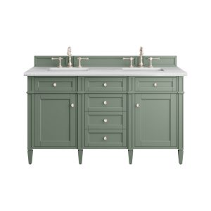 Brittany 60" Double Vanity in Smokey Celadon with Arctic Fall Top