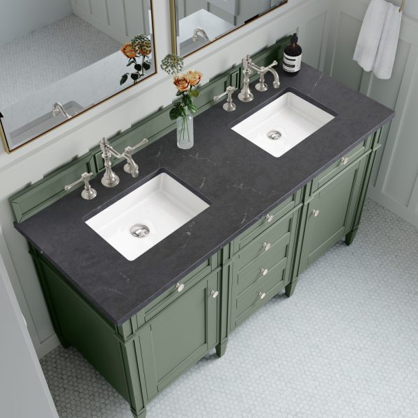 Brittany 60" Double Vanity in Smokey Celadon with Charcoal Soapstone Top